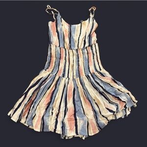 Multicolor Distressed Look Short Sundress